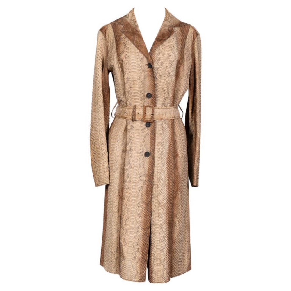 Prada S/S 2004 Runway Python Leather Belted Trench Coat